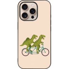 Coque iPhone 16 Pro - Silicone rigide noir Dinosaurs on bikes 2026