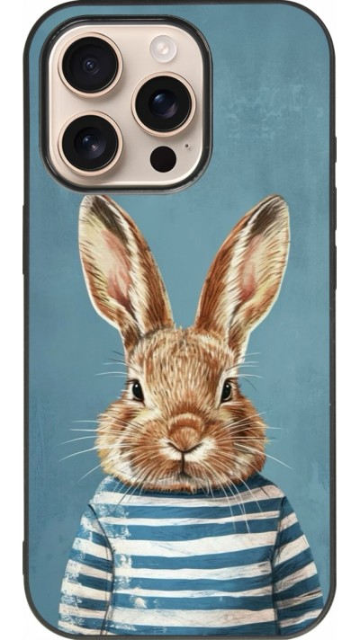 iPhone 16 Pro Case Hülle - Silikon schwarz Easter 2026 Rabbit navy