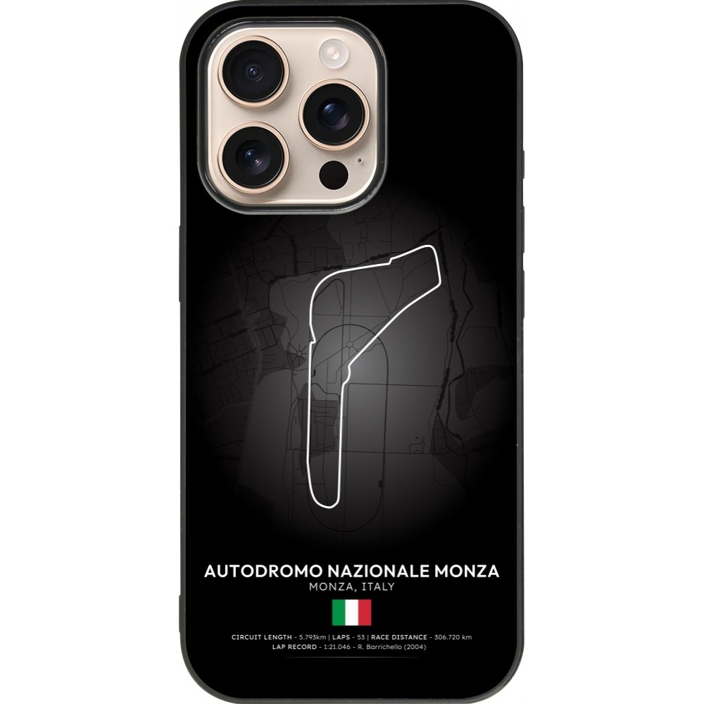 Coque iPhone 16 Pro - Silicone rigide noir F1 Track 2025 Italy