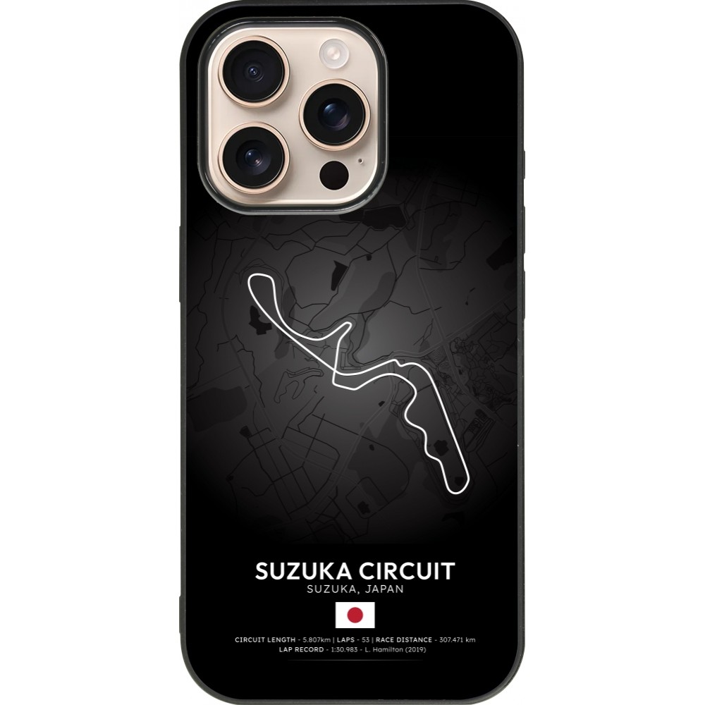 Coque iPhone 16 Pro - Silicone rigide noir F1 Track 2025 Japan