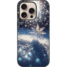 Coque iPhone 16 Pro - Silicone rigide noir Flocon Solaire Éclat