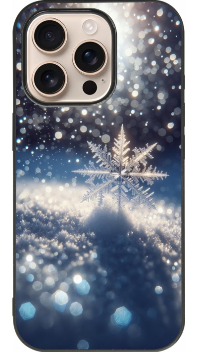 iPhone 16 Pro Case Hülle - Silikon schwarz Schneeflocke Solar Glanz