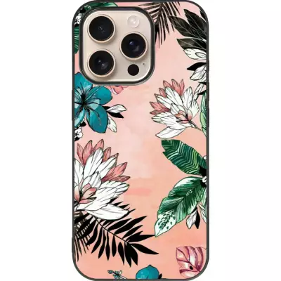 iPhone 16 Pro Case Hülle - Silikon schwarz Flowers Artprint