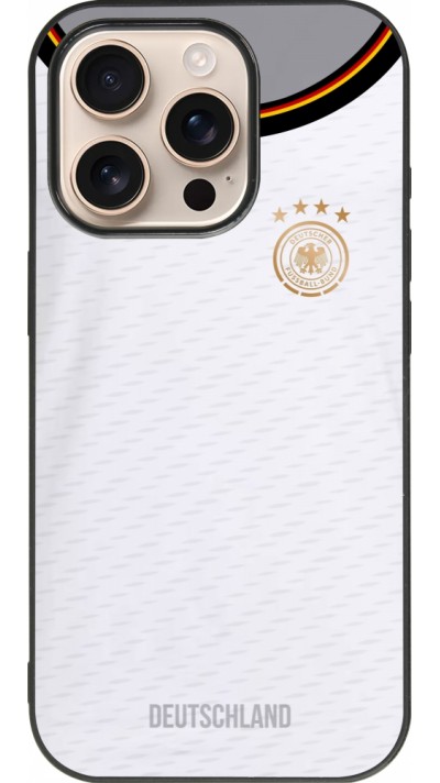 Coque iPhone 16 Pro - Silicone rigide noir Maillot de football Allemagne 2022 personnalisable
