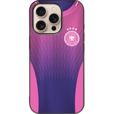 Coque iPhone 16 Pro - Silicone rigide noir Maillot de football Allemagne Extérieur personnalisable