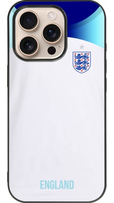 Coque iPhone 16 Pro - Silicone rigide noir Maillot de football Angleterre 2022 personnalisable