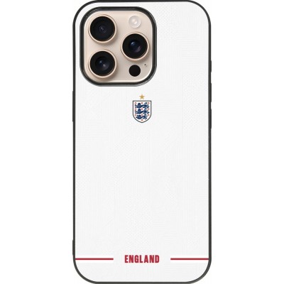 Coque iPhone 16 Pro - Silicone rigide noir Maillot de football Angleterre 2026 personnalisable
