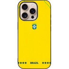 iPhone 16 Pro Case Hülle - Silikon schwarz Brasilien 2026 personalisierbares Fussballtrikot