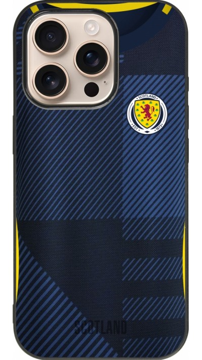 Coque iPhone 16 Pro - Silicone rigide noir Maillot de football Ecosse personnalisable
