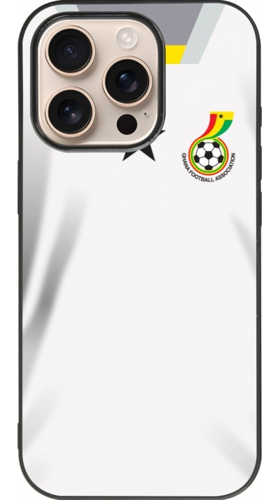 Coque iPhone 16 Pro - Silicone rigide noir Maillot de football Ghana 2022 personnalisable