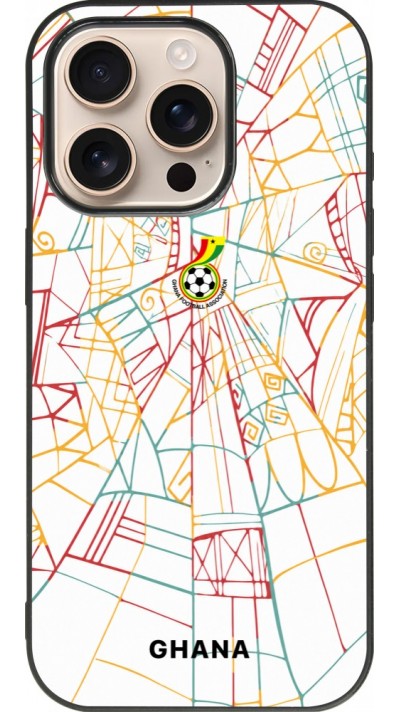 Coque iPhone 16 Pro - Silicone rigide noir Maillot de football Ghana 2026 personnalisable