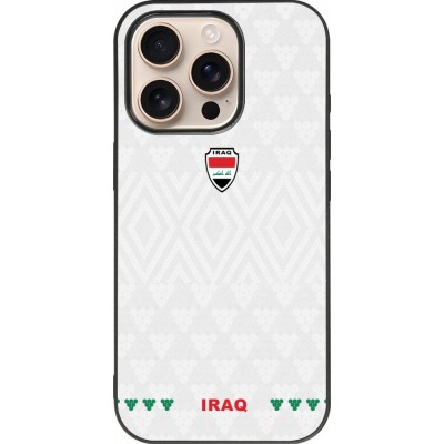 Coque iPhone 16 Pro - Silicone rigide noir Maillot de football Irak 2026 personnalisable