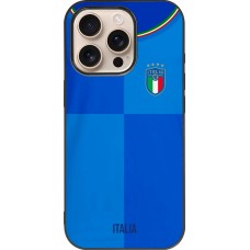 Coque iPhone 16 Pro - Silicone rigide noir Maillot de football Italie 2022 personnalisable