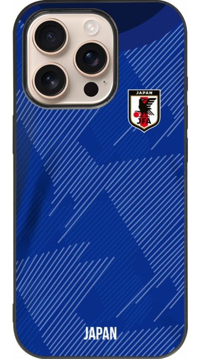 Coque iPhone 16 Pro - Silicone rigide noir Maillot de football Japon 2022 personnalisable