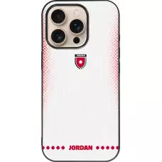 Coque iPhone 16 Pro - Silicone rigide noir Maillot de football Jordanie 2026 personnalisable