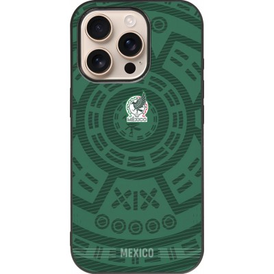 Coque iPhone 16 Pro - Silicone rigide noir Maillot de football Mexique 2026 personnalisable