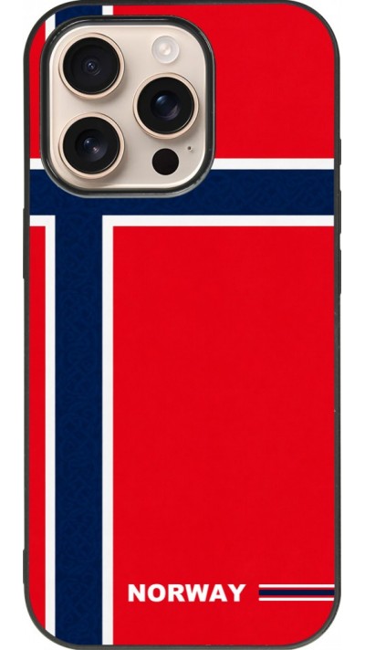 iPhone 16 Pro Case Hülle - Silikon schwarz Norwegen 2026 personalisierbares Fussballtrikot