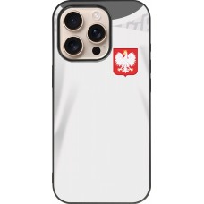 Coque iPhone 16 Pro - Silicone rigide noir Maillot de football Pologne 2022 personnalisable