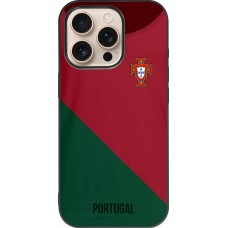 Coque iPhone 16 Pro - Silicone rigide noir Maillot de football Portugal 2022