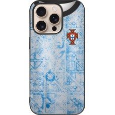 Coque iPhone 16 Pro - Silicone rigide noir Maillot de football Portugal Extérieur personnalisable