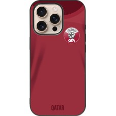 iPhone 16 Pro Case Hülle - Silikon schwarz Katar 2022 personalisierbares Fussballtrikot