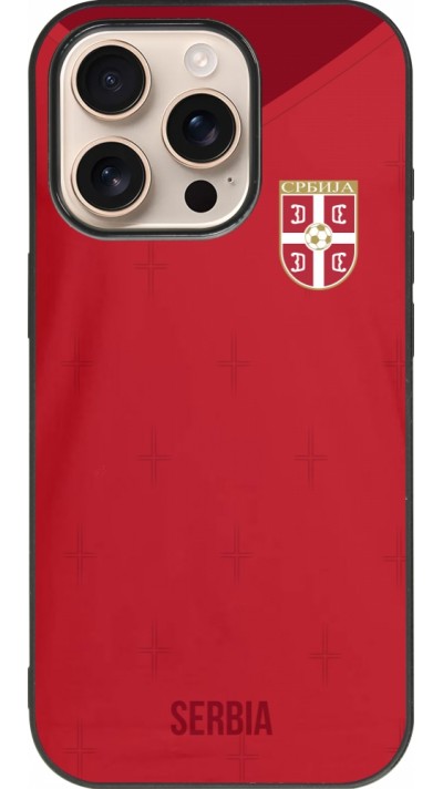 iPhone 16 Pro Case Hülle - Silikon schwarz Serbien 2022 personalisierbares Fussballtrikot