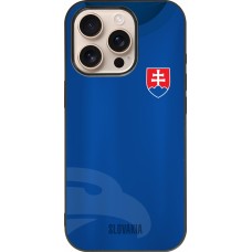 Coque iPhone 16 Pro - Silicone rigide noir Maillot de football Slovaquie