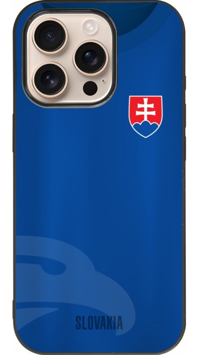 Coque iPhone 16 Pro - Silicone rigide noir Maillot de football Slovaquie