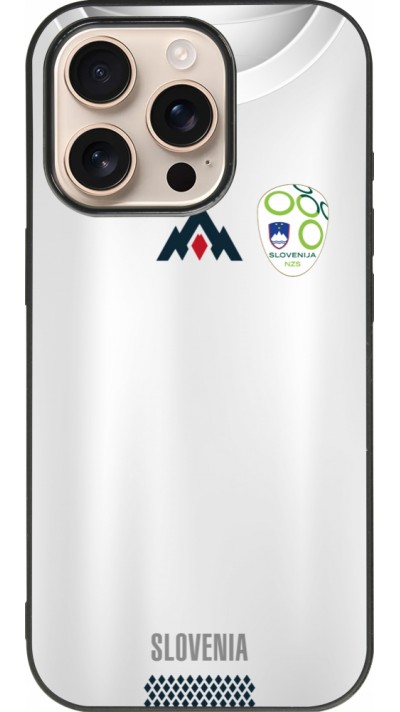 Coque iPhone 16 Pro - Silicone rigide noir Maillot de football Slovénie