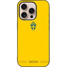 iPhone 16 Pro Case Hülle - Silikon schwarz Schweden 2026 personalisierbares Fussballtrikot