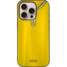 iPhone 16 Pro Case Hülle - Silikon schwarz Fussballtrikot Ukraine