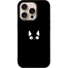 iPhone 16 Pro Case Hülle - Silikon schwarz Funny cat on black