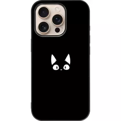 iPhone 16 Pro Case Hülle - Silikon schwarz Funny cat on black