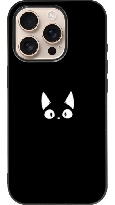 iPhone 16 Pro Case Hülle - Silikon schwarz Funny cat on black
