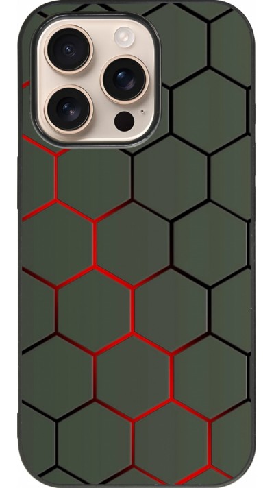 iPhone 16 Pro Case Hülle - Silikon schwarz Geometric Line red