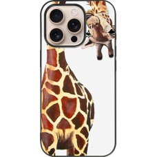 iPhone 16 Pro Case Hülle - Silikon schwarz Giraffe Fit