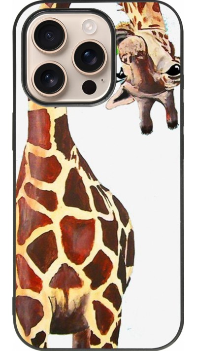 iPhone 16 Pro Case Hülle - Silikon schwarz Giraffe Fit