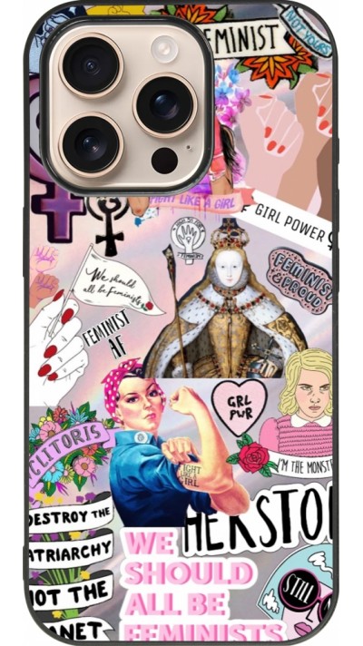 iPhone 16 Pro Case Hülle - Silikon schwarz Girl Power Collage