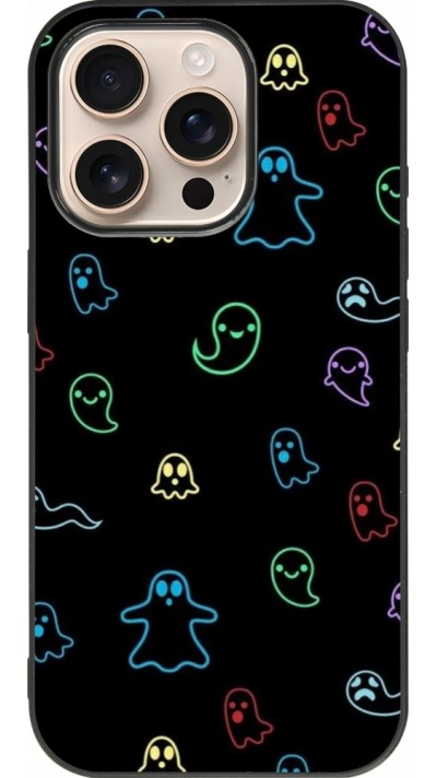 iPhone 16 Pro Case Hülle - Silikon schwarz Halloween 2024 colorful ghosts