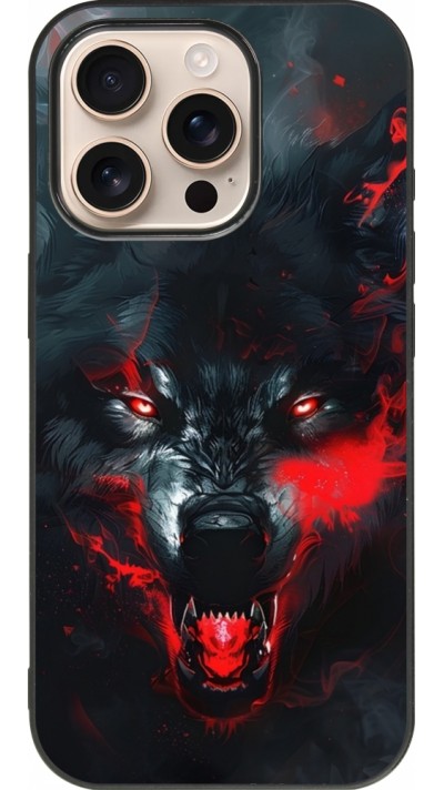 iPhone 16 Pro Case Hülle - Silikon schwarz Halloween 2024 mad werewolf