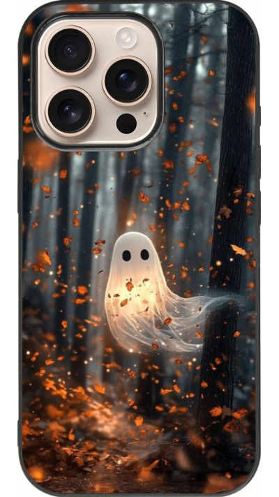 Coque iPhone 16 Pro - Silicone rigide noir Halloween 2025 Ghost in the forest