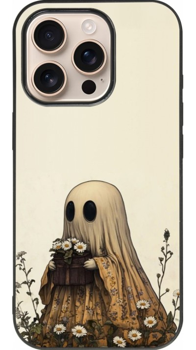 Coque iPhone 16 Pro - Silicone rigide noir Halloween 2025 Ghost gardener