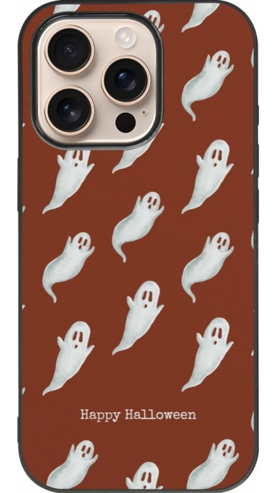 Coque iPhone 16 Pro - Silicone rigide noir Halloween 2025 Pattern of ghosts
