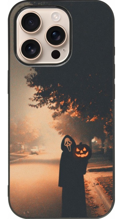 Coque iPhone 16 Pro - Silicone rigide noir Halloween 2025 Scream