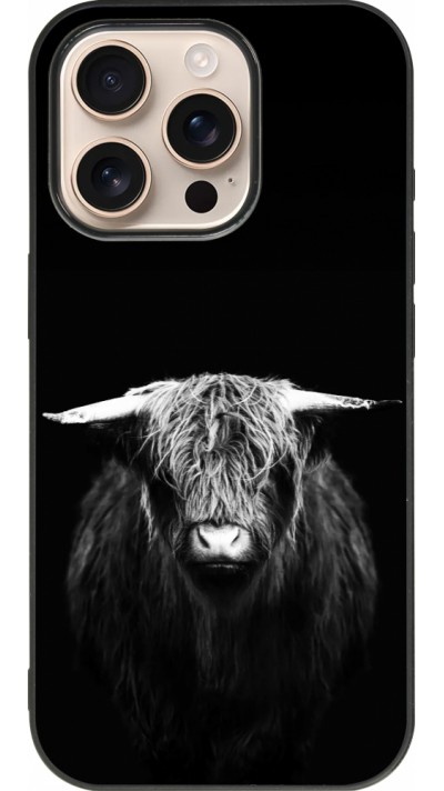Coque iPhone 16 Pro - Silicone rigide noir Highland calf black