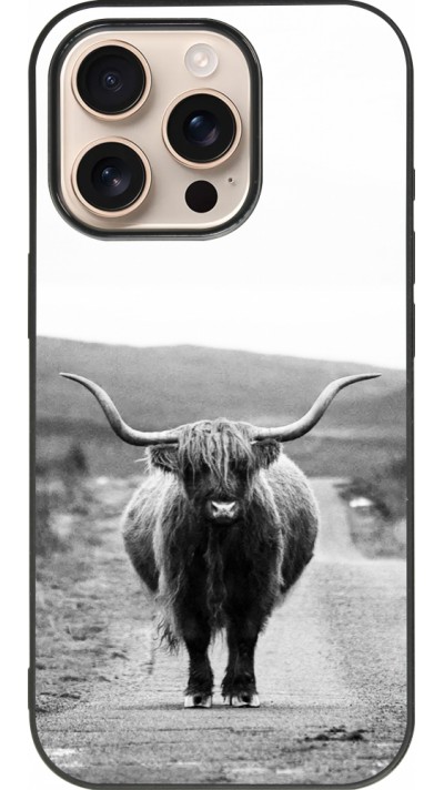 Coque iPhone 16 Pro - Silicone rigide noir Highland cattle