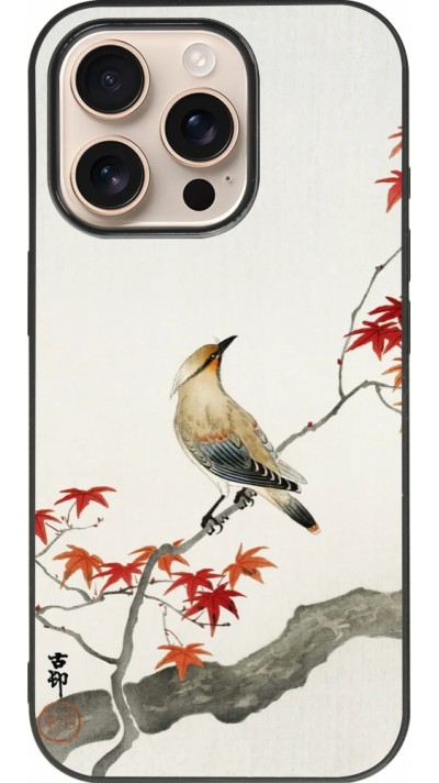 Coque iPhone 16 Pro - Silicone rigide noir Japanese Bird