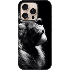 iPhone 16 Pro Case Hülle - Silikon schwarz Lion looking up