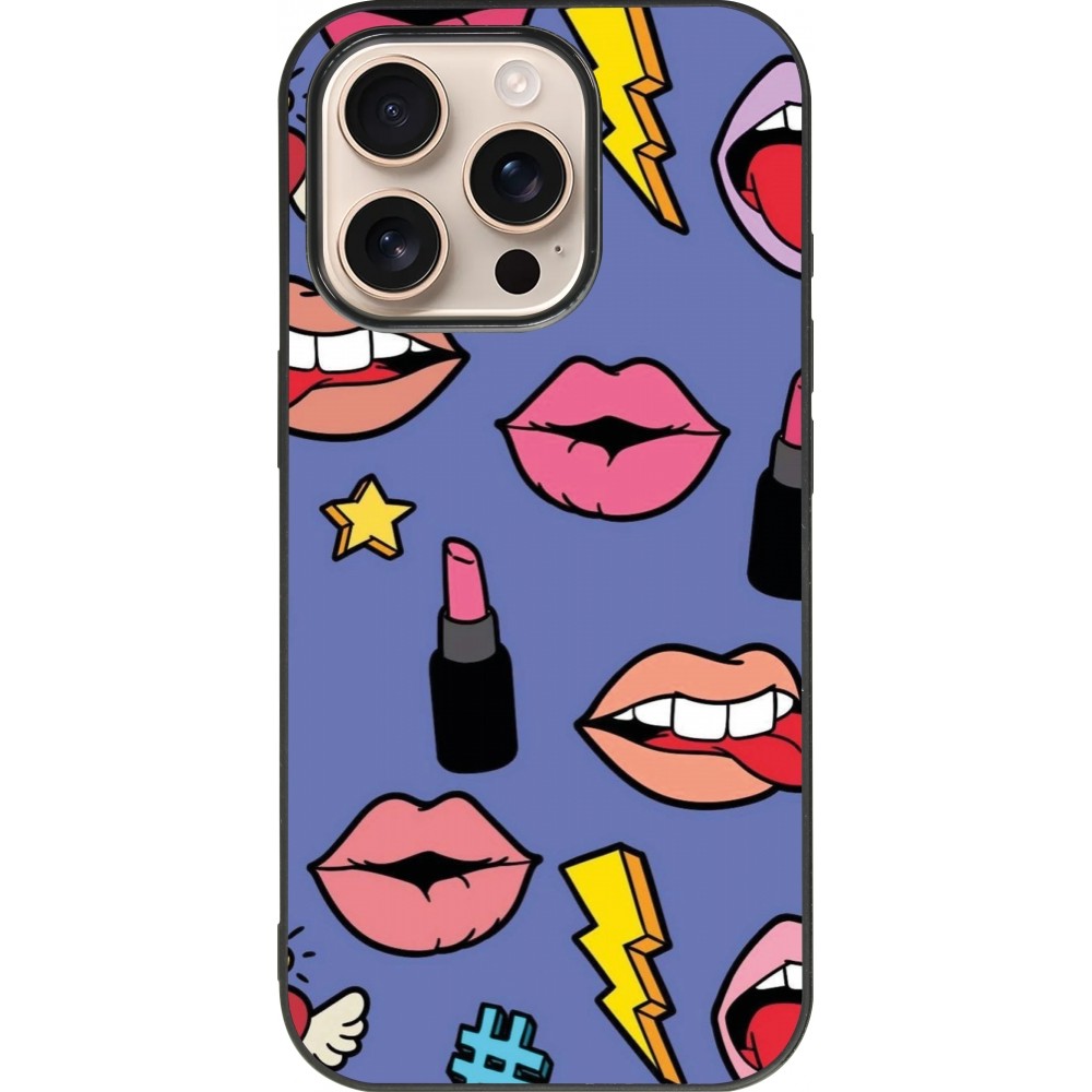 Coque iPhone 16 Pro - Silicone rigide noir Lips and lipgloss