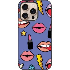 Coque iPhone 16 Pro - Silicone rigide noir Lips and lipgloss